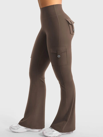 Coffee Flared Cargo Leggings