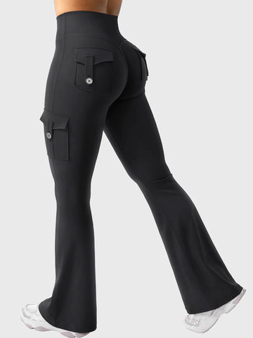 Black Flared Cargo Leggings