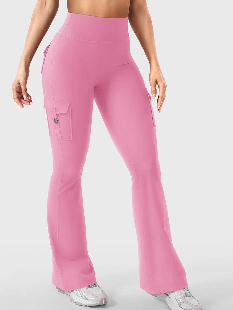 Pink Flared Cargo Leggings