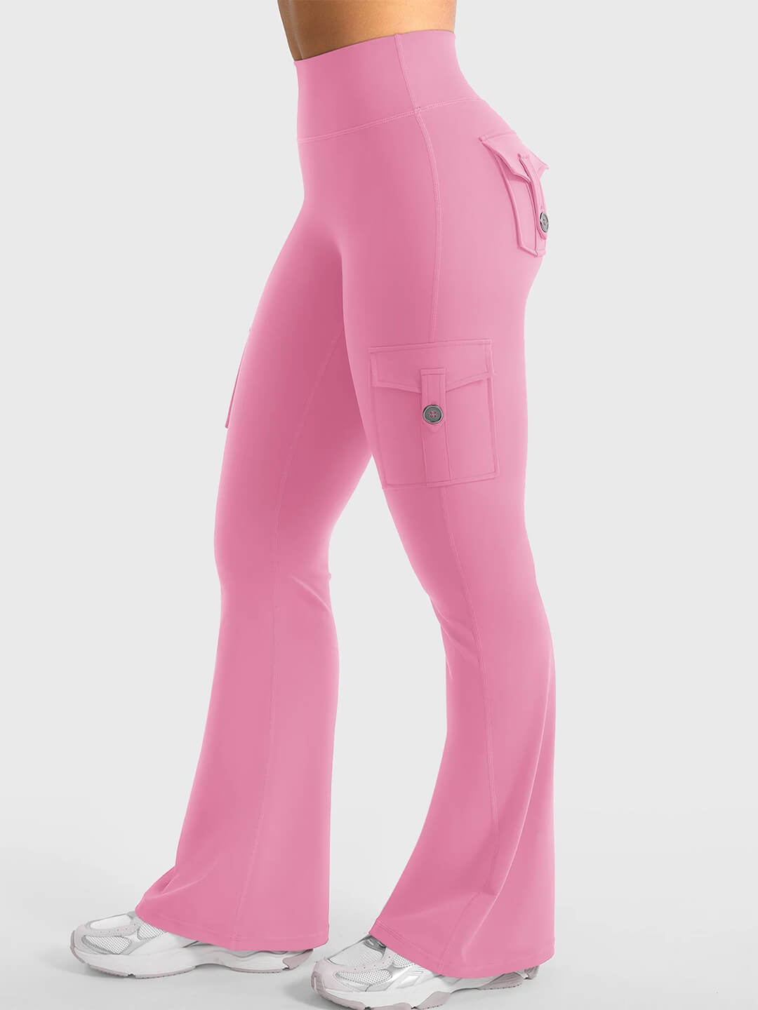 Pink Flared Cargo Leggings