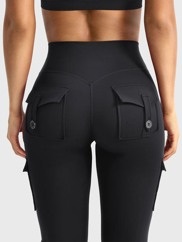 Black Flared Cargo Leggings